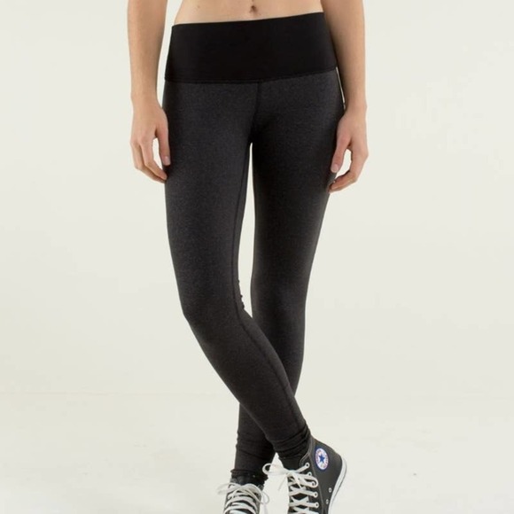 Lululemon Wunder Under Pant High/Low Leggings 2? Wee Stripe Heathered Black - Picture 9 of 11